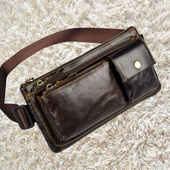 Fanny Pack Crossbody Bag Shoulder Leather Purse Travel Clutch Handbag Women Men - Picture 5 of 13